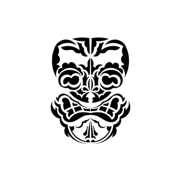 Vector pattern mask black tattoo in the style of the ancient tribes hawaiian style vector isolated on white background