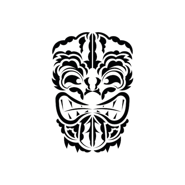 Vector pattern mask black tattoo in the style of the ancient tribes simple style vector over white background