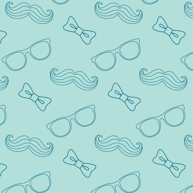 pattern for men glasses mustaches butterfly tie