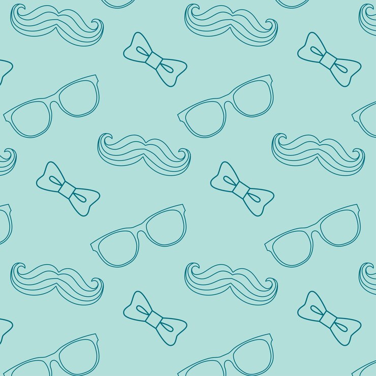 Vector pattern for men glasses mustaches butterfly tie