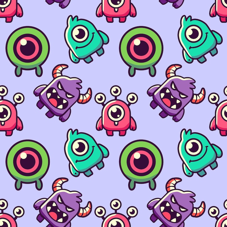 Vector pattern monster character 06