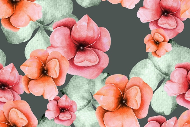 벡터 직물과 벽지를 위한 수채화가 있는 꽃 패턴식물 꽃 배경