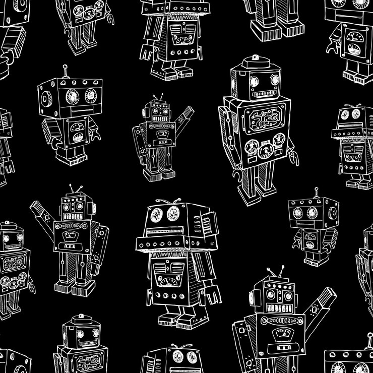 Vector pattern of the old toy robots