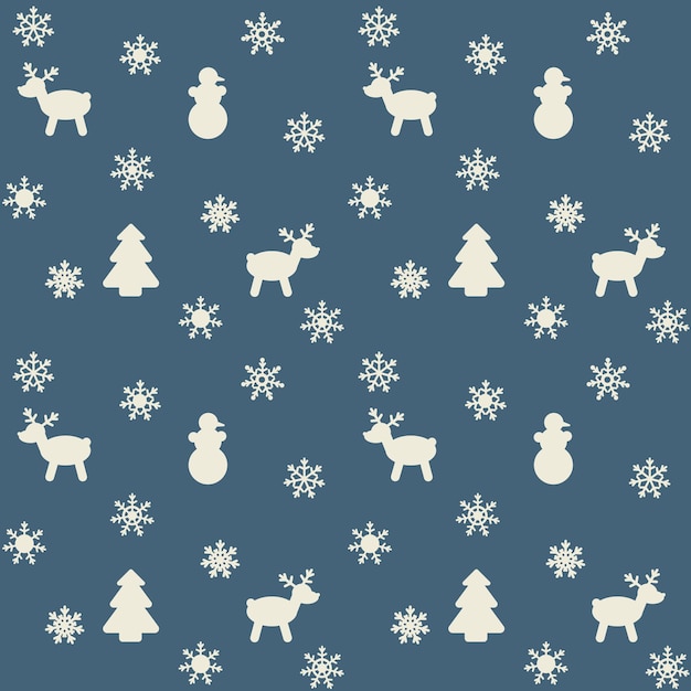 눈송이, 크리스마스 트리, 사슴의 이미지와 함께 새해 또는 크리스마스를 테마로 한 패턴