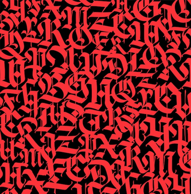 고딕 양식의 패턴 장식 알파벳 서예 및 레터링