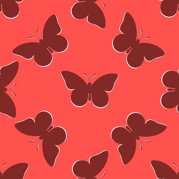 Vector pattern outline silhouette of a flock of flying fluttering soaring insect butterflies