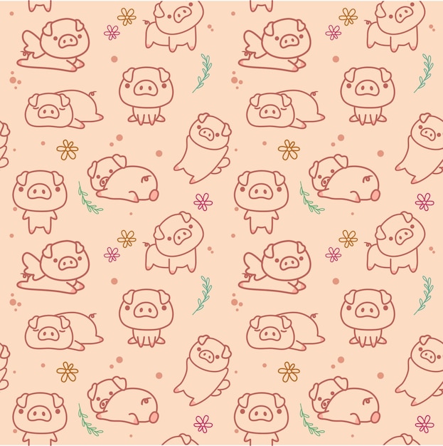 A pattern of pigs and a dog