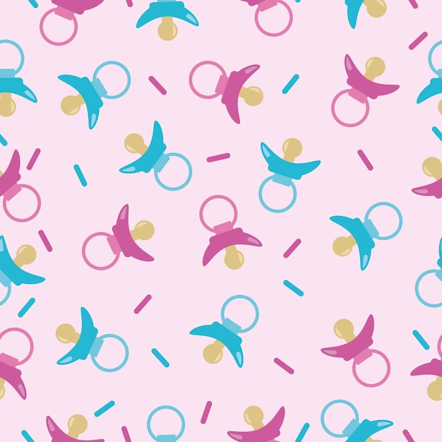 Pattern pink baby items vector