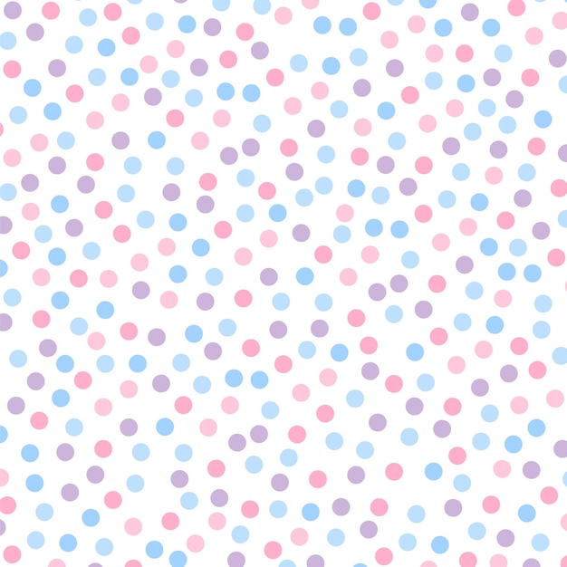 A pattern of pink blue and purple polka dots