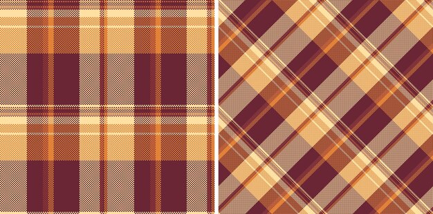 Pattern plaid check of fabric texture vector with a textile tartan seamless background set in halloween colors for decorative napkins dinner parties