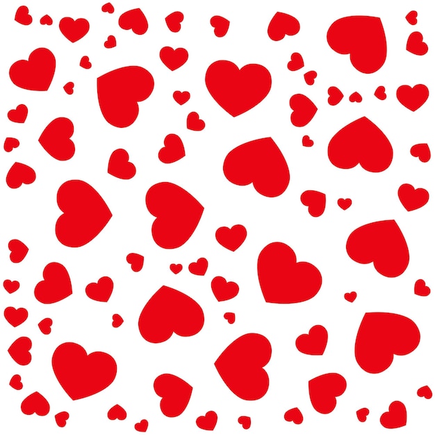 Vector pattern of red hearts on white background