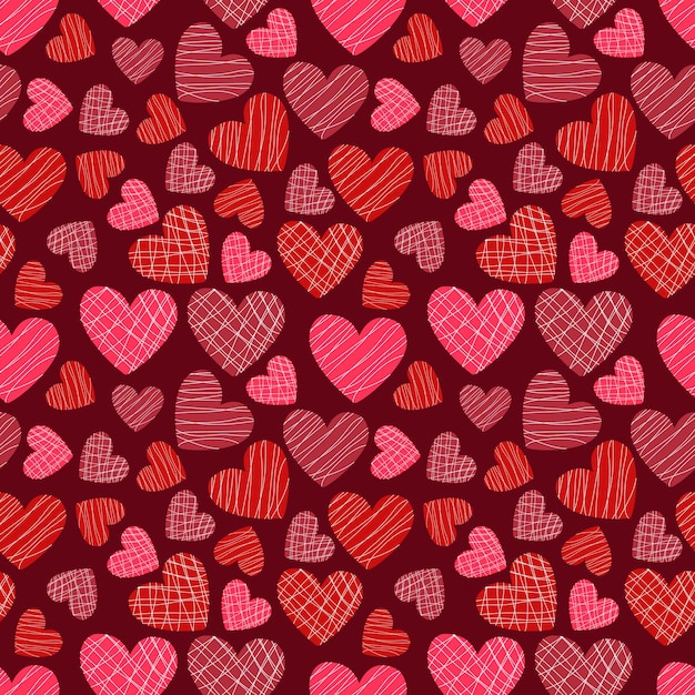 pattern red and pink hearts on burgundy