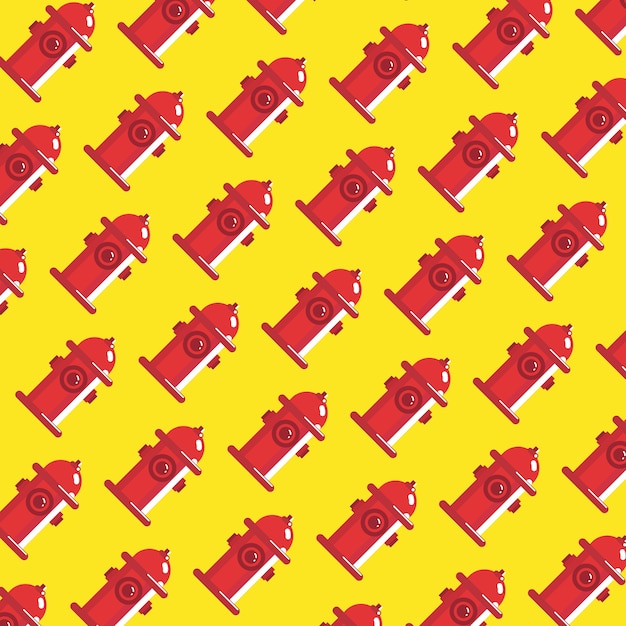 Pattern of Red Water Hydrant in Flat Art Design