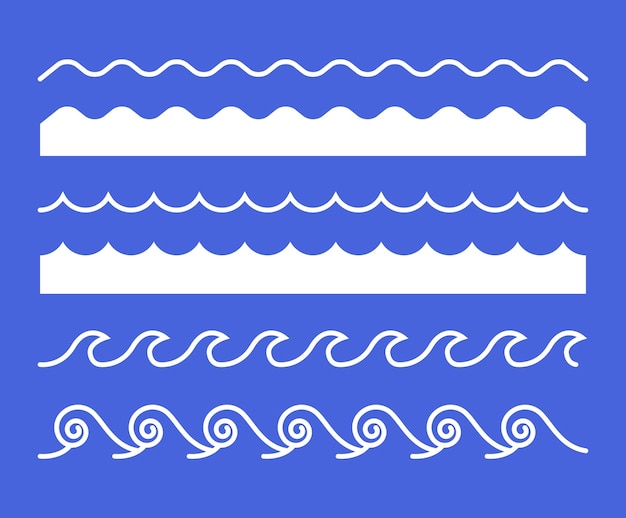 さまざまな波で表されるパターンイラストセット背景波パターン水テキスタイル
