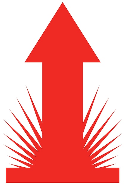 발사되는 로켓과 비슷한 패턴 수직 빨간 화살표가 색 Bg에서 상승합니다.