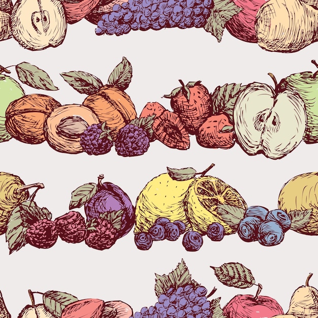 Узор из спелых фруктов и ягод