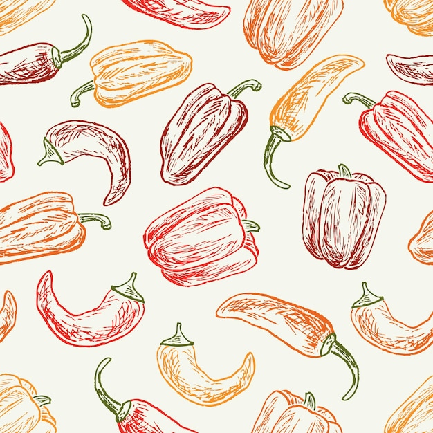 Vector pattern of the ripe peppers