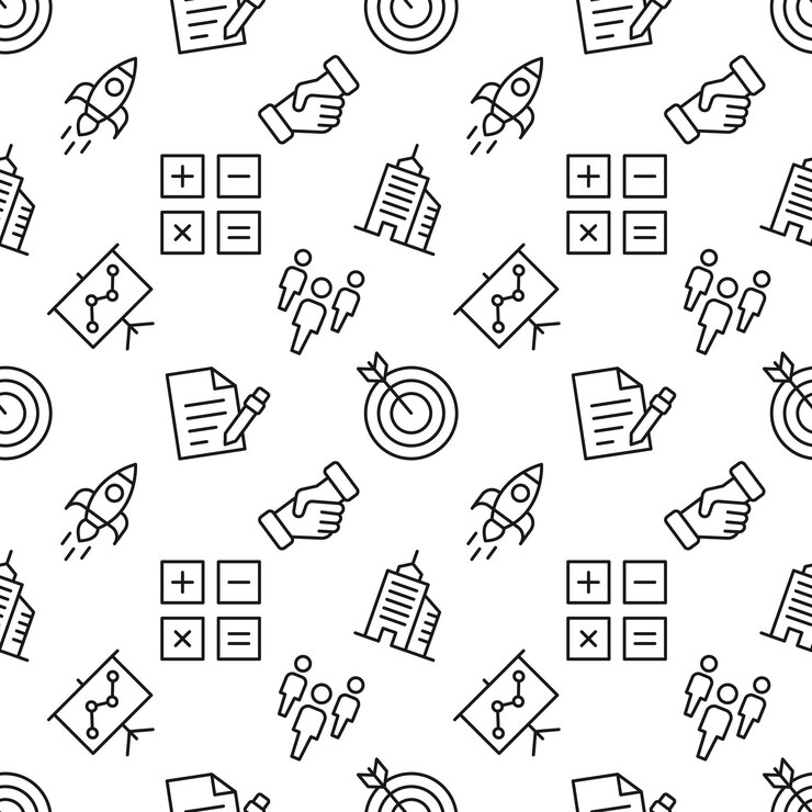 Vector pattern of rocket calculator deal staff progress for web sites wrapping printing on different covers