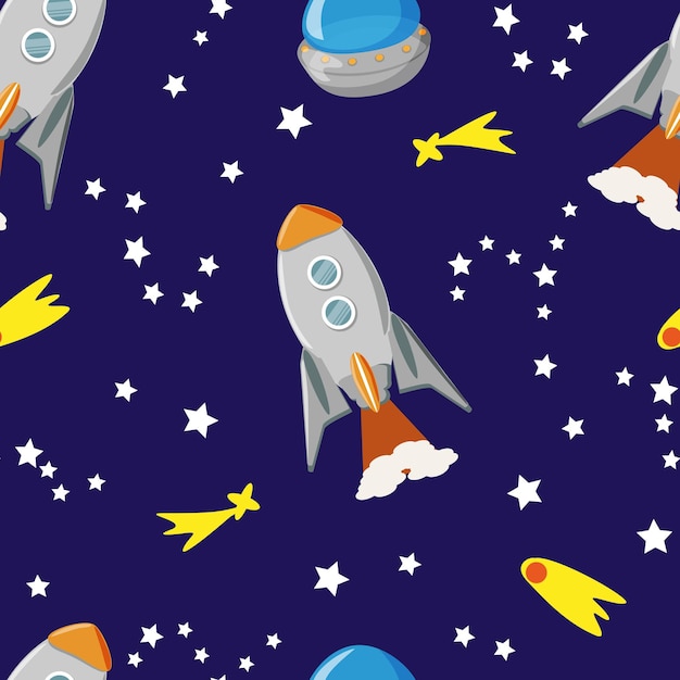 宇宙のロケットのパターンUFOの星