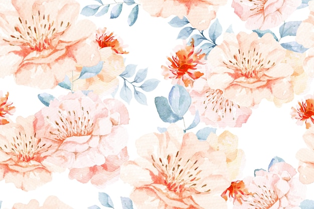 バラのパターン、生地と壁紙の水彩画の花。植物の花の背景。