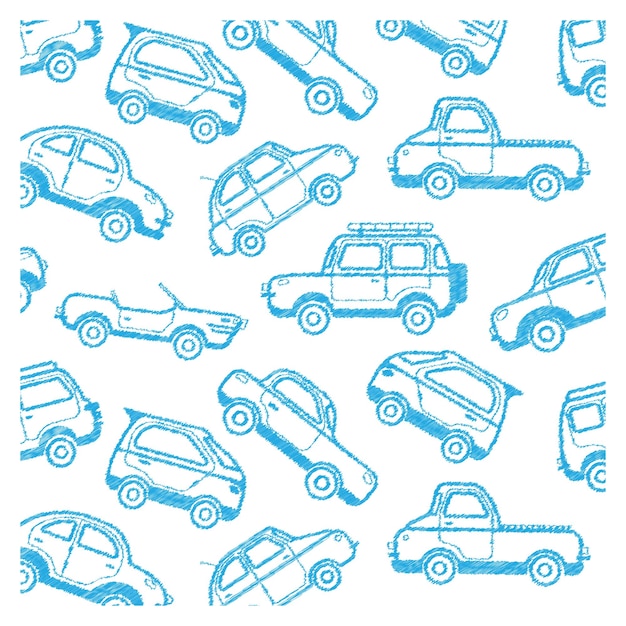 Vector pattern seamless cars simple minimalist background kids