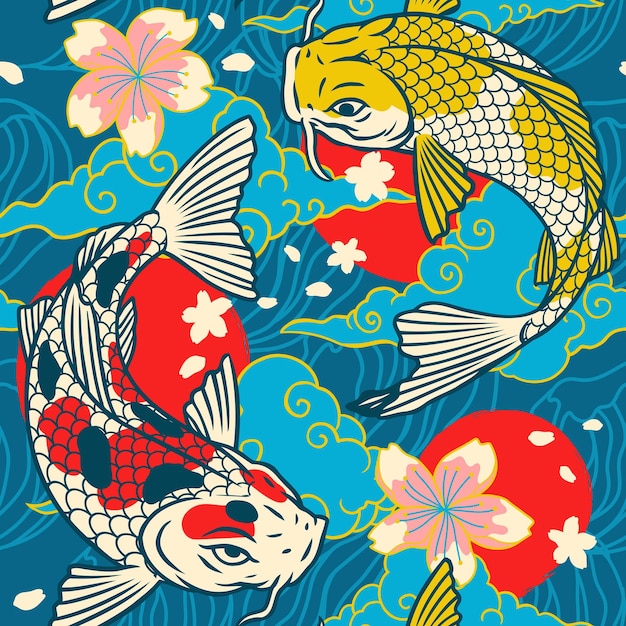 Pattern seamless koi japanese traditional style