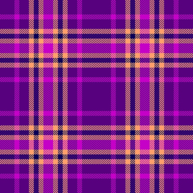 Pattern seamless textile of tartan background check with a plaid vector fabric texture in purple and orange colors