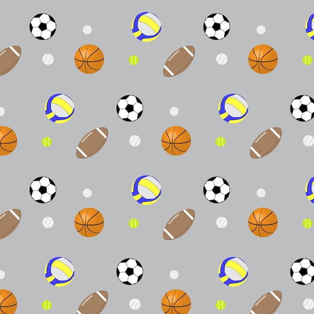 Vector pattern set ball basketball football volleyball soccer and football basketball ball volleyball sport pattern game baseball background vector abstract flat design illustration