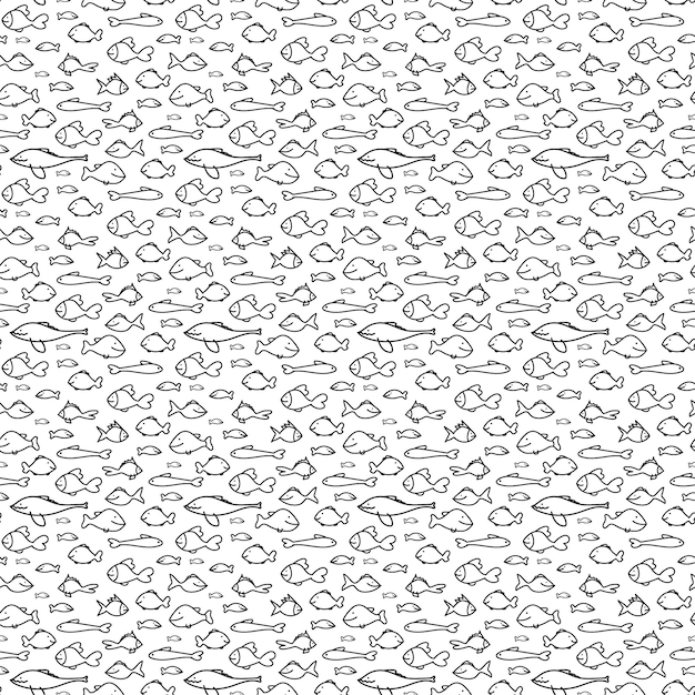 Pattern of simple funny fish Vector seamless pattern on a transparent background