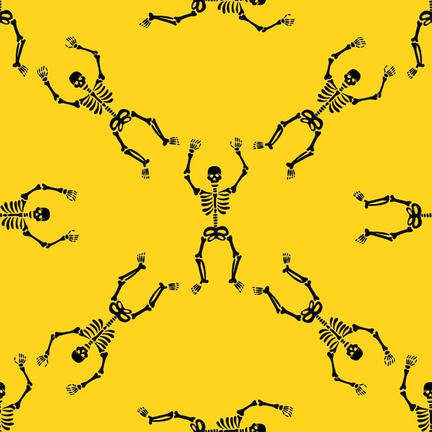 Шаблон скелетов на желтом фоне