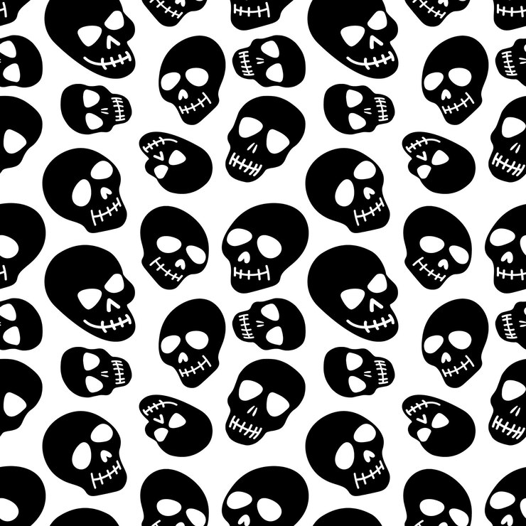 The pattern of the skull pattern with white skull