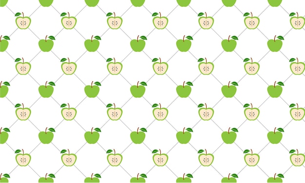 Vector pattern of small green apples and white background