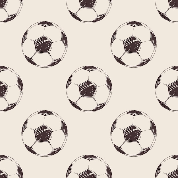 Шаблон футбольных мячей в стиле ручной работы для печати и дизайна Векторный клипарт