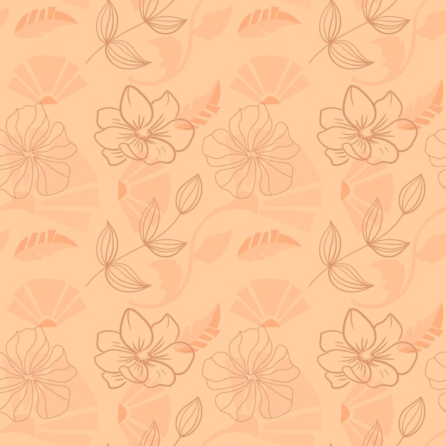 Vector pattern of spring flowers in peach shades