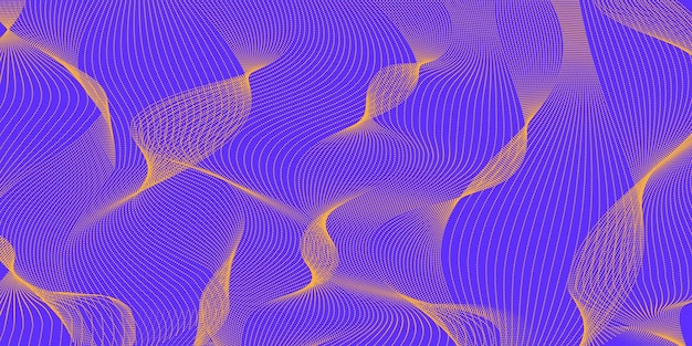 A pattern of starry golden lines in the form of a grid on a bright purple background Vector abstract dynamic background