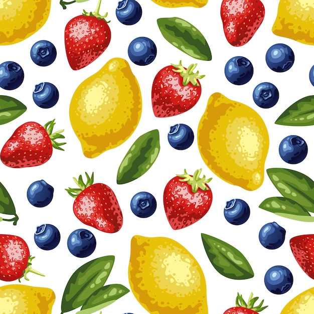 The pattern of strawberries blueberries and lemons