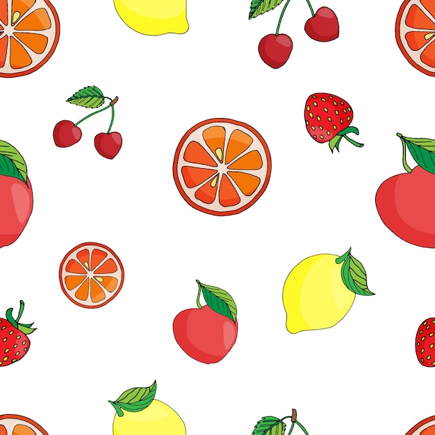 Pattern summer fruits and berries