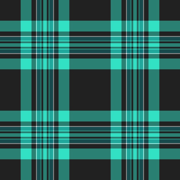 Modello trama tessile del tessuto di sfondo vettoriale con un motivo scozzese senza cuciture nei colori verde acqua e nero