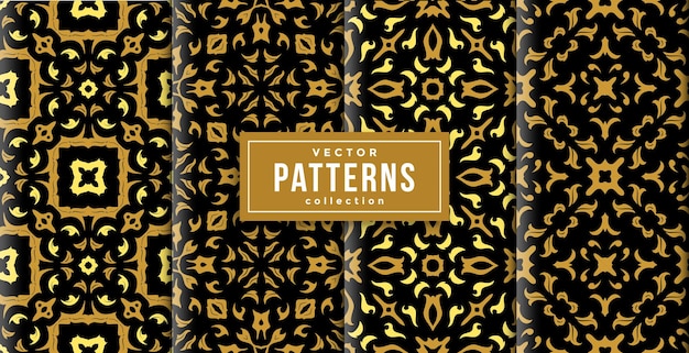 Pattern three colors set of four. seamless batik style background ready to print