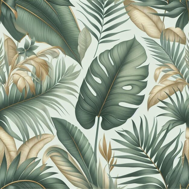 Pattern Vector Illustration Tropical Foliage Pattern