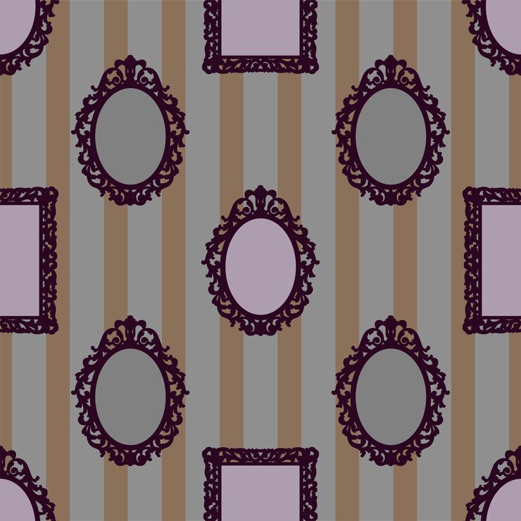 Vector a pattern of vintage frames on a striped background for printing and decoration. vector illustration.