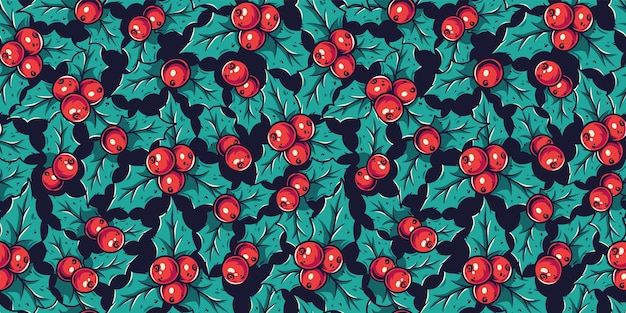 새해 또는 크리스마스 홀리 패턴 벽지
