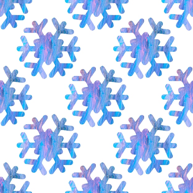 Vector pattern of watercolor snowflakes drawn by hand