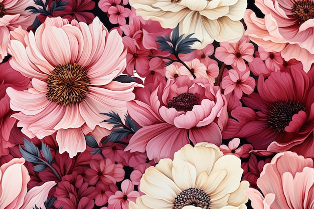 パターン 水彩のベクトルアート 絵画 イラスト 花のパターン 織物 装飾 装飾