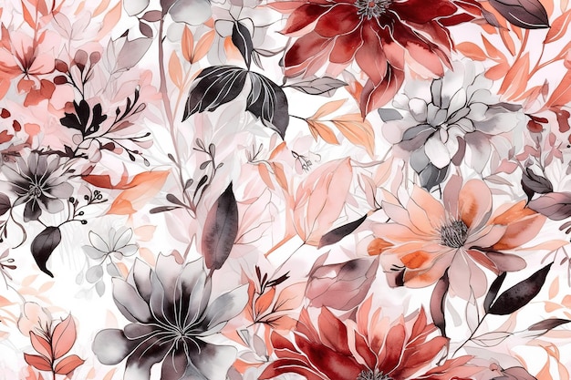パターン 水彩ベクトル アート絵画イラスト花柄繊維装飾的な華やかです