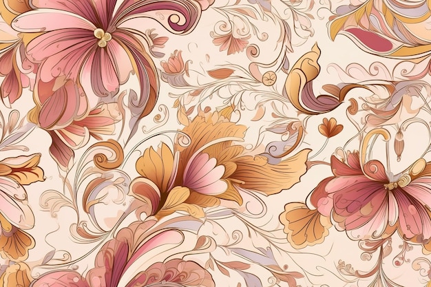 Pattern Watercolor vector art painting illustration flower pattern textile ornamental ornate