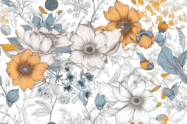 Узор Акварель векторное искусство живопись иллюстрация цветочный узор текстильный орнамент богато украшенный