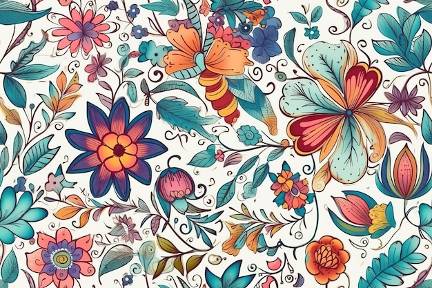 Pattern Watercolor vector art painting illustration flower pattern textile ornamental ornate