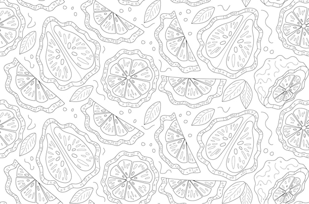 Pattern whole and  piece of bergamot on white backgrounds