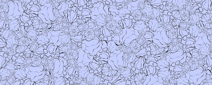 Vector pattern with abstract floral motifs in blue and gray colors